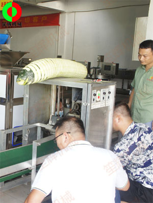 東莞客戶(hù)來(lái)廠現(xiàn)場(chǎng)測(cè)試臥式冬瓜削皮加工機(jī)械設(shè)備！